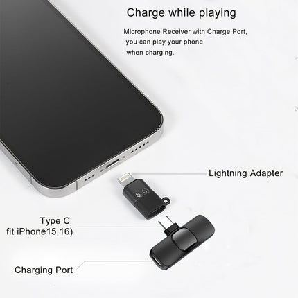Professional Wireless Lavalier Microphone for iPhone, iPad, Android Phone, Mini Microphone, Wireless Lapel Mic for Video Recording, Interview Podcast Vlog YouTube Tiktok for Content Creators