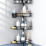 4-Tier Corner Shower Caddy with Tension Pole, Rustproof, No-Drill, 31-124 Inch