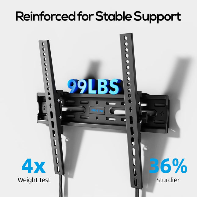 UL Listed Tilting Low Profile TV Wall Mount - Holds Most 26-60 Inch TVs Up to 99 lbs, Quick Release - photo 2