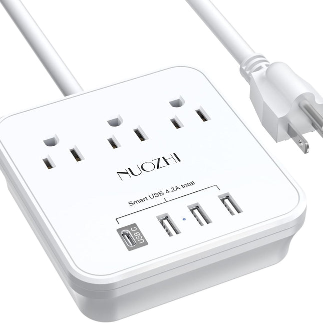 Cruise Essentials, 6 Ft Power Strip with 3 Outlets and 4 USB Ports(1 USB C), Non Surge Protector for Cruise Ship