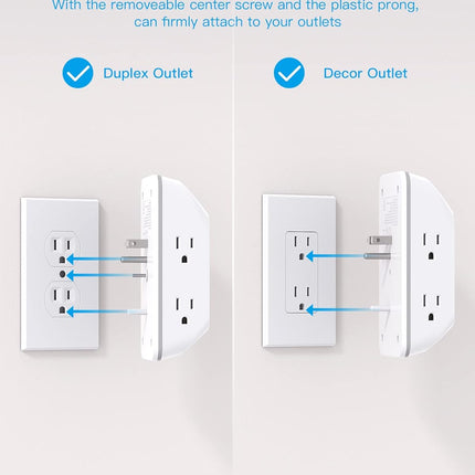 Outlet Extender with Night Light, HANYCONY Multi Plug Outlet, USB Wall Charger Surge Protector 4 USB Ports(1 USB C), Power Strip Electrical Outlet Splitter Expander for Home Office Dorm Room, ETL
