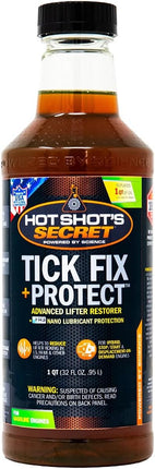 Hot Shot’s Secret Tick Fix + Protect 32 fl oz – Engine Oil Additive for Gas Engines, Reduces Lifter Tick and Engine Noise, FR3 Nano Technology