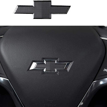 Black Steeering Wheeel Bowtie Emblem Overlay Compatible with Chevy Equinox Malibu Cruze Traverse Volt Blazer Silverado Suburban Tahoe Bolt Trax Spark Sonic Impala with Strong Adhesive 26011102 1 pc