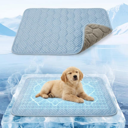 Dog Cooling Mat Q-MAX>0.5 Self-Cooling Mat for Dogs Crate Pad for Dogr, 2-in-1 Long-Lasting Cool Mats and Soft Kennel Pad for Dogs, Easy Washable Mat for Bed Crate Car