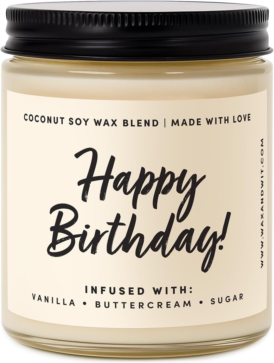 Happy Birthday Vanilla Buttercream Soy Jar Candle for Women, 9 oz