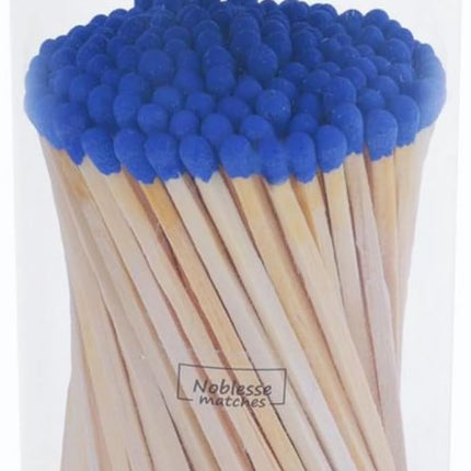 Colored Safety Matches | 4-Inch Long Matches in Glass Jar | Perfect for Lighting Candles | 150 PIECES | 10 CANDLES AND EXTRA EMPTY JAR GIFT (BLUE)