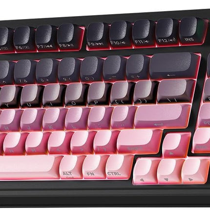 AULA S99 Keyboard, Wireless Gaming Keyboard Bluetooth Ergonomic Creamy Computer Keyboards Cute Full Size Backlit Tri-Mode BT/2.4GHz/USB-C for PC Laptop - Black & Pink Gradient