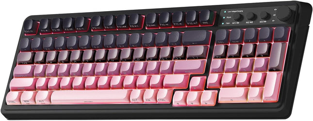 Keyboard, Wireless Gaming Keyboard Bluetooth Ergonomic Creamy Computer Keyboards Cute Full Size Backlit Tri-Mode