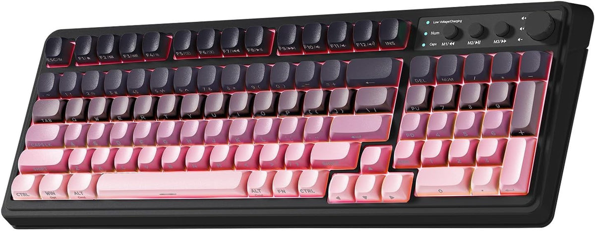 Keyboard, Wireless Gaming Keyboard Bluetooth Ergonomic Creamy Computer Keyboards Cute Full Size Backlit Tri-Mode