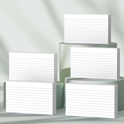 250 Count White Index Cards 3x5 Inch - 180gsm Heavyweight Flash Card (50 Sheets Each), Durable & Portable Note Taking for Students, Teachers, Study Flashcards for Office Home School Supplies