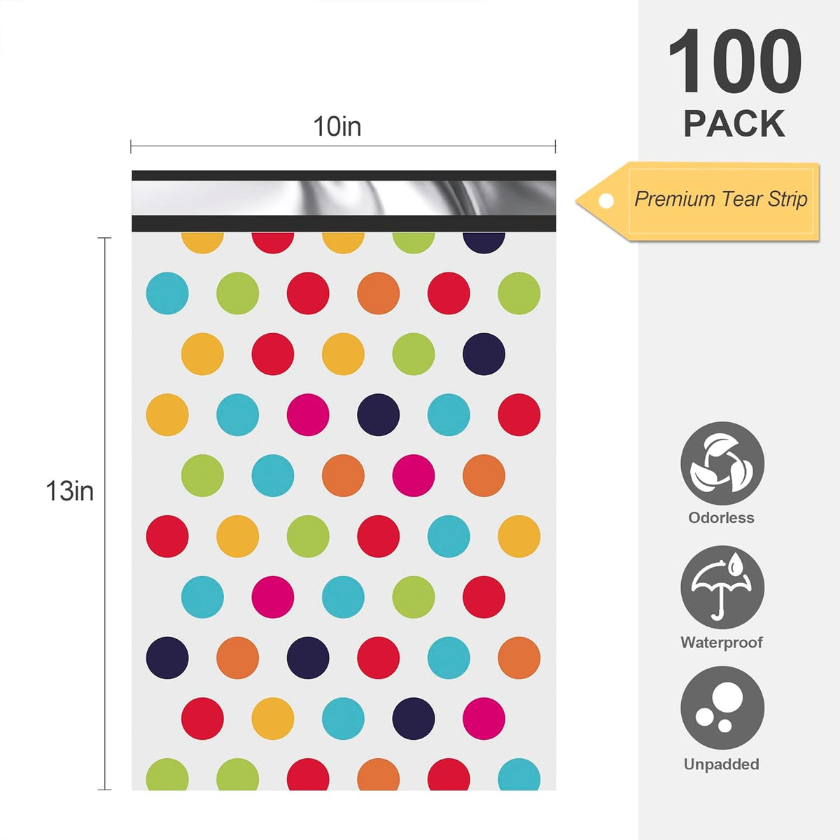 Poly Mailer 10x13 100 Pack - Self Adhesive Polka Dot Shipping Bags - photo 2