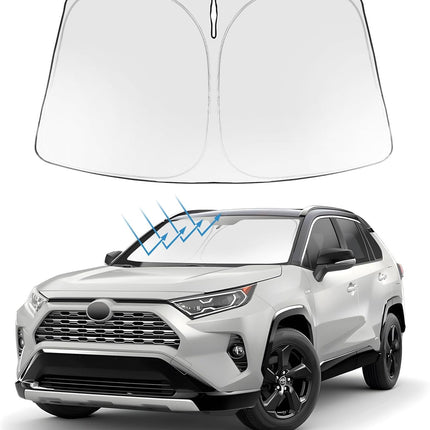 Proadsy Front Windshield Sun Shade Foldable RAV4 Sunshade Protector Custom Fit 2019-2025 2026 RAV-4 SUV Crossover, TRD Off-Road, LE XLE Premium Limited XSE Hybrid Adventure Prime Accessories