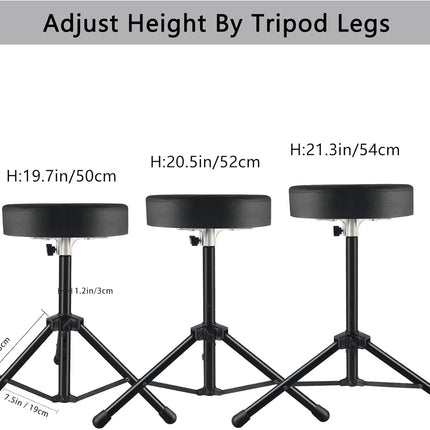 EASTROCK Drum Throne,Padded Drum Seat Drumming Stools with Anti-Slip Feet for Adults and Kids Drummers (Black)