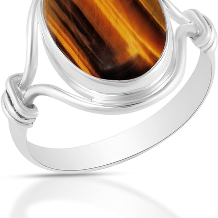 Solid 925 Sterling Silver Ring For Women & Girls Natural Gemstone Ring Sterling Silver Wedding Ring February Birthstone Bezel Set Gemstone Ring