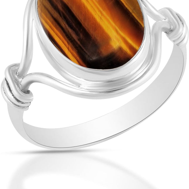 Sterling Silver Natural Gemstone Statement Ring