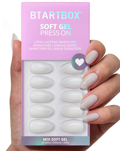 White Short Almond Soft Gel Press-On Nails - photo 3