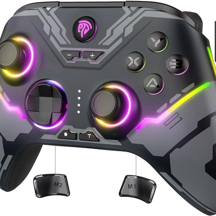 PC Controller - Enhanced Wireless Bluetooth Controller with Hall Joysticks/Hall Triggers/RGB Lighting - No Stick Drift, No Dead Zone - Work for Windows PC, Android, Steam and Switch