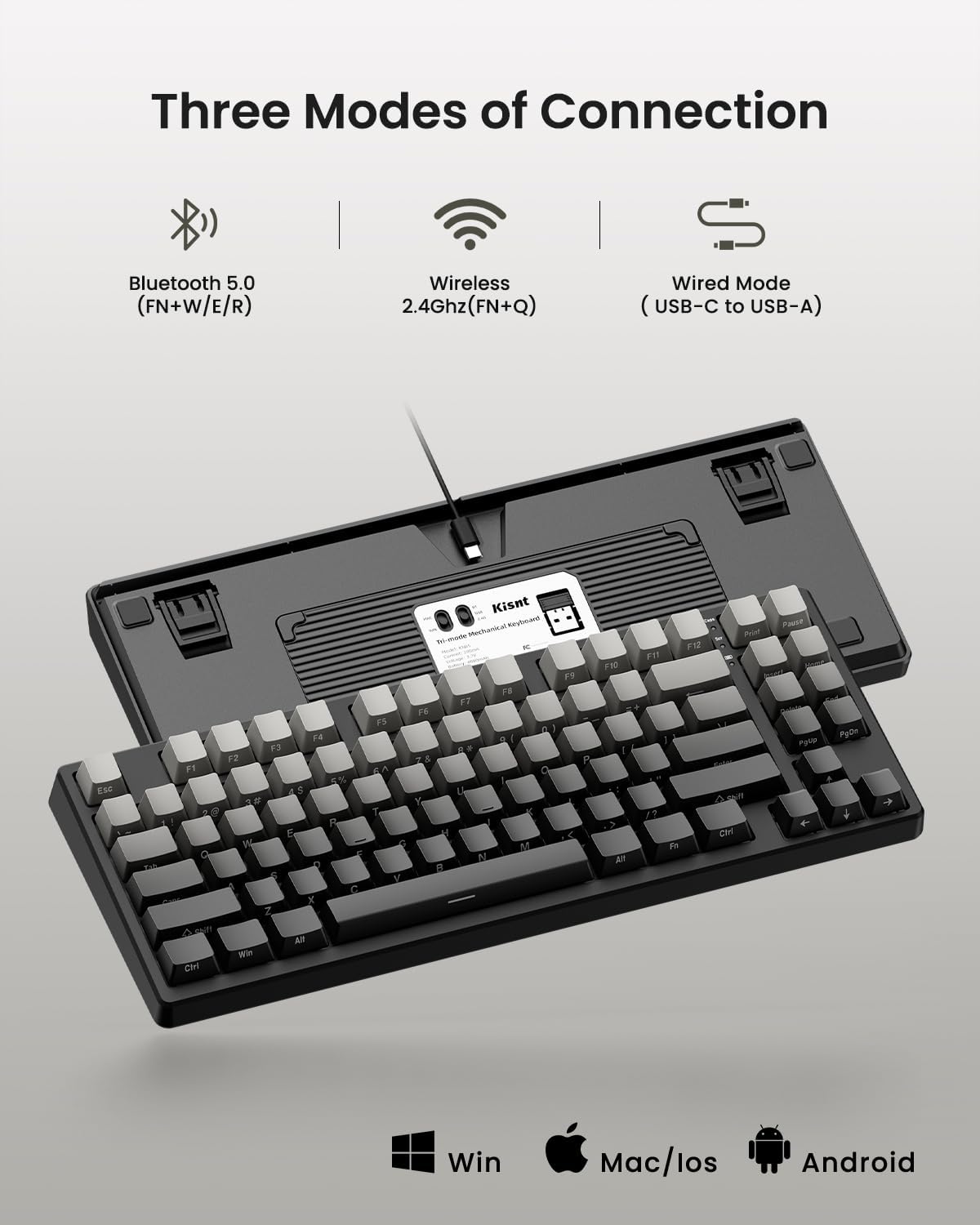 Wireless Mechanical Gaming Keyboard, 75% Layout with RGB Backlit, Custom Hot Swappable, Creamy Sound - photo 3