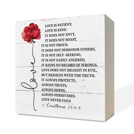 Christian Wood Signs, Bible Verse Philippians 4:13 - I Can Do All Things Through Christ Who Strengthens Me, Box Sign Decor Tabletop, Inspirational Home Desk Decor, Motivational Gift for Friends Family