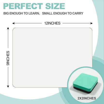 30 Pack Small White Boards, 9"x12" Double Sided Personal Dry Erase Boards Portable Handheld Whiteboards for Kids, Students, Teacher School, Include 30 Markers, 30 Erasers, 30 Pen Clips
