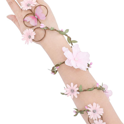 FRESHME Renfaire Fairy Arm Wrap - 1 PC Flower Arm Cuff with Daisy and Butterfly Halloween Renaissance Fairycore Accessories