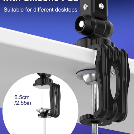 Kairiyard Microphone Boom Arm, 360° Rotatable Heavy Duty Stable Metal Low Profile Mic Arm Stand Desk Mount for Podcast Live Streaming Gaming Studio, with Cable Management, 3/8'' to 5/8'' Adapter