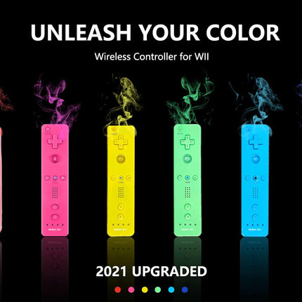 Remote Controller for Wii/Wii U with Motion Plus, with Silicone Case and Wrist Strap (4 Pack, Green, Yellow, Blue, Red)
