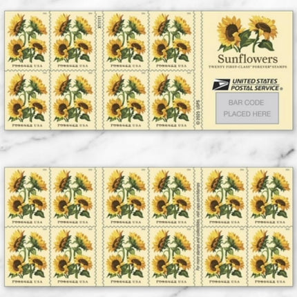 Sunflowers 2026 (Book of 20) Flowers First-Class Mail Forever Postage Stamps