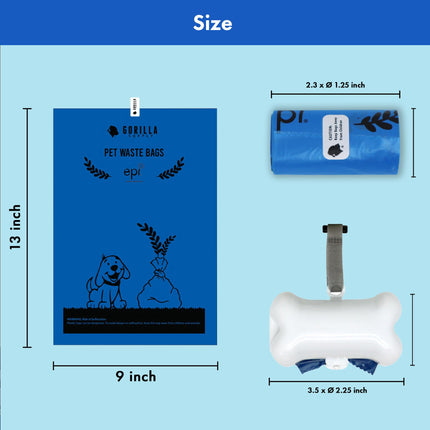 1000 bolsas para desechos de perro con dispensador y amarre para correa, 9" x 13", azul, 1000 unidades