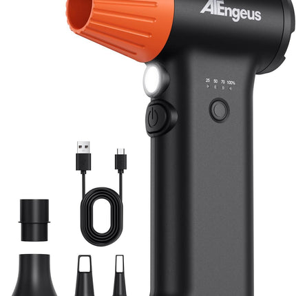 ATEngeus HF600-Pro Compressed Air Duster, 130000RPM Super Power Cordless Electric Air Duster, Rechargeable Handheld Air Blower for PC, Keyboard, Devices, Car, House Cleaning, Car Snow Blower, 3 Gear