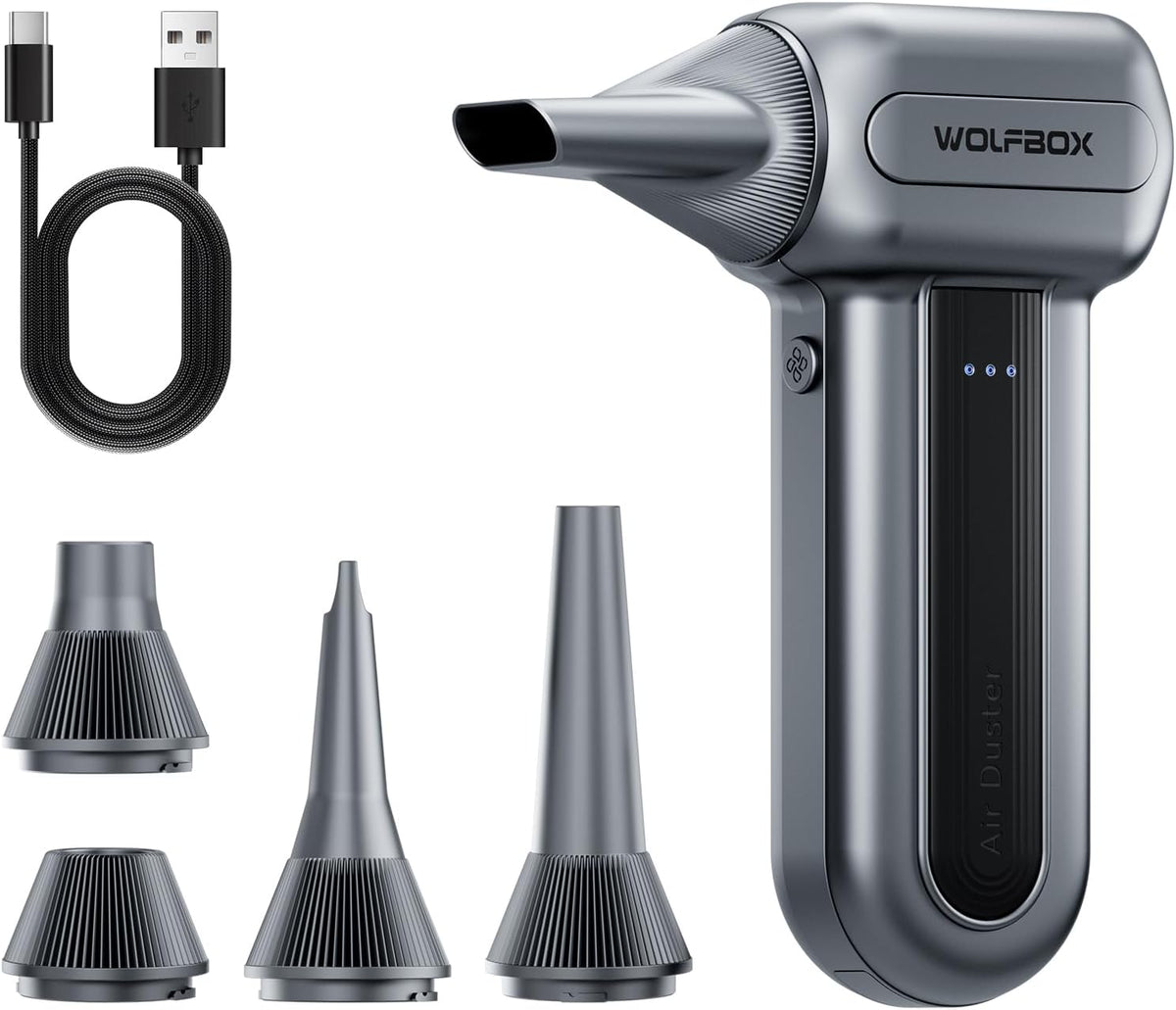 Compressed Air Duster-110000 RPM Electric Air Duster with Extended Runtime, 3-Speed Rechargeable Air Blower for