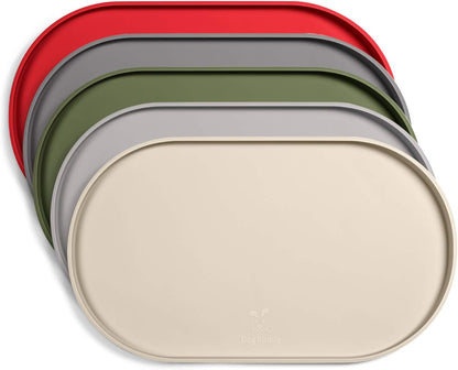Dog Food Mat - Waterproof Silicone Feeding Mat for Food and Water Bowls, Small, White Sand