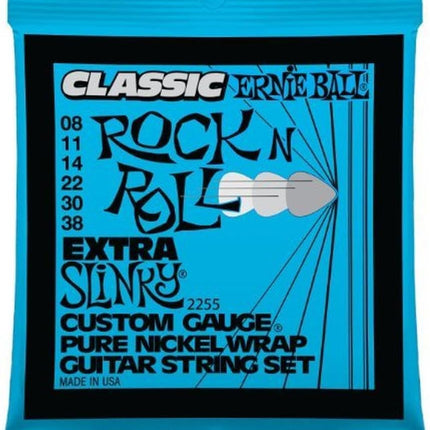 Ernie Ball Extra Slinky Classic Pure Nickel Electric Guitar Strings, 8-38 Gauge (P02255) (Pack of 2)