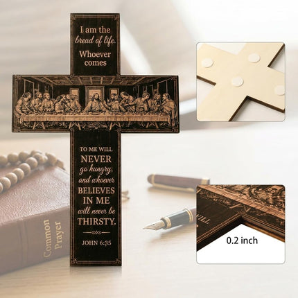 Wooden Cross Wall Decor, 12 Inch Lightweight Christian Wall Art