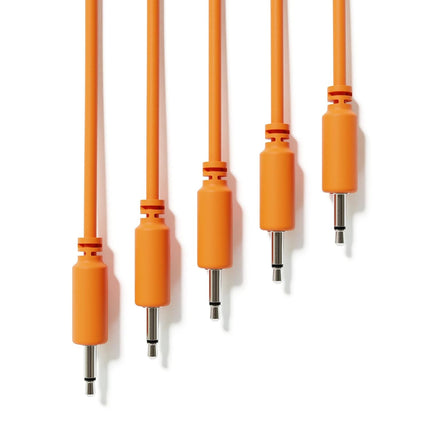 5-Pack - Mono Modular Patch Cables - TS 3.5mm 1/8" Eurorack Synthesizer [Orange | 15 cm - 5.91"]