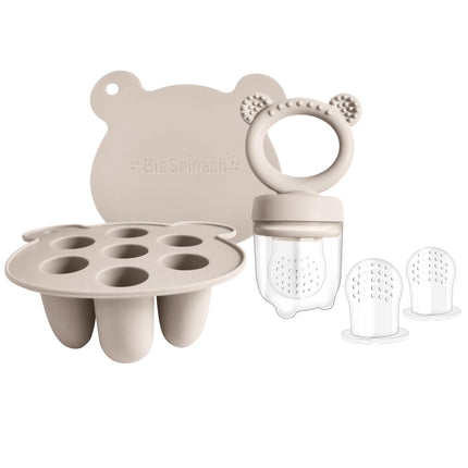 Baby Food Feeder Pacifier with Breast Milk Popsicle Teether-Silicone Forage Feeder for Babies-Breastmilk Storage Container and Freezer Tray-Teething Popsicle Molds