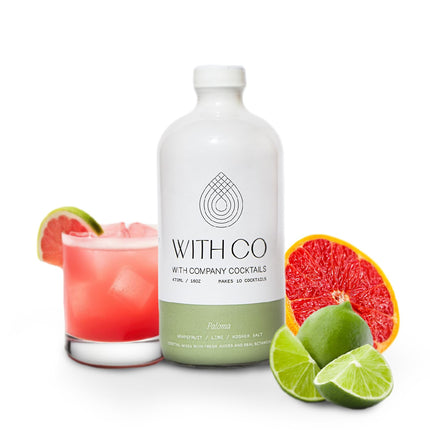 WithCo Paloma Craft Cocktail Mixer with Fresh Grapefuit Juice, Fresh Lime Juice, Sea Salt Makes 10 Drinks Just Add Tequila, Mezcal, or drink as a mocktail with soda water
