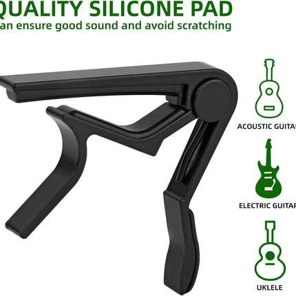 Guitar Capo for Acoustic and Electric Guitar 6 String, Premium ukulele Capos, Clip Capo, Clamp Capos, Black