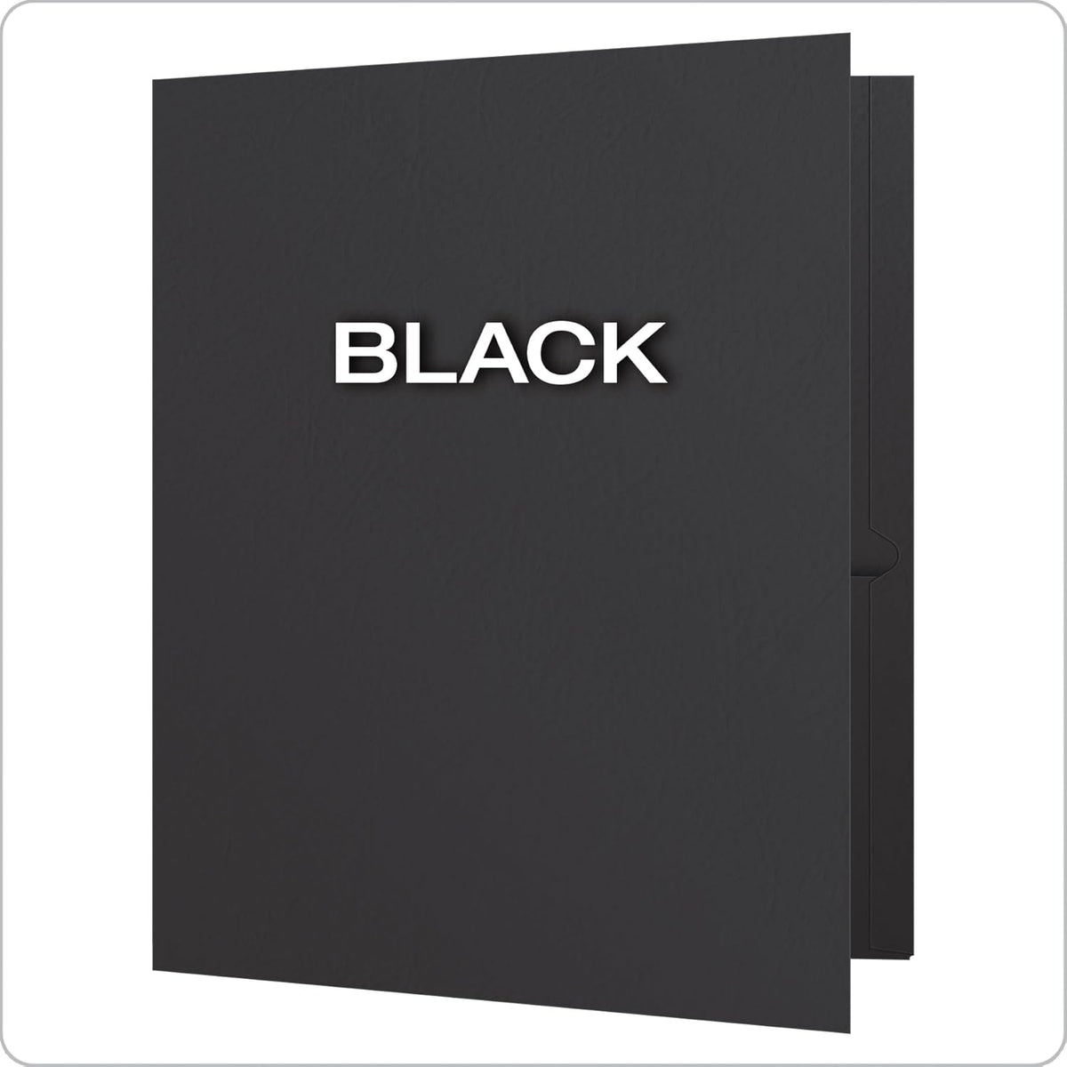 Black Twin-Pocket Letter Folders, Textured Paper, 100-Sheet Capacity, Box of 25 - photo 4