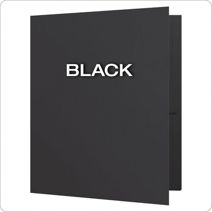 Black Twin-Pocket Letter Folders, Textured Paper, 100-Sheet Capacity, Box of 25 - photo 4