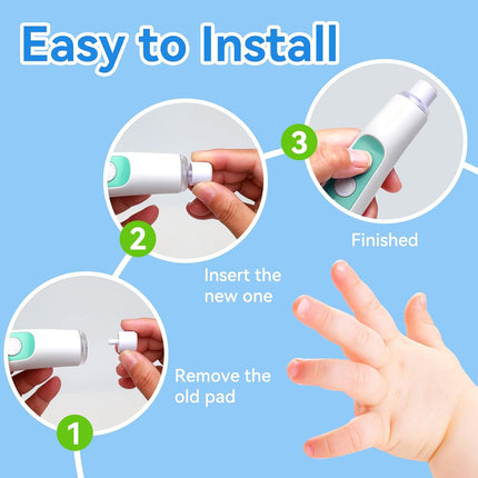 Electric Nail Trimmer Replacement Pads, 12 Packs Baby Nail File Grinding Heads Compatible with Frida Baby Nail File (Green: 6-12M; Blue: 12+M Babies)