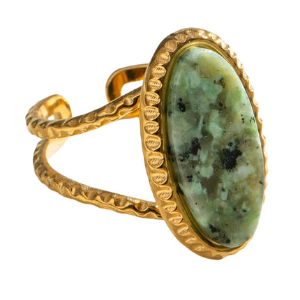 Geometric Oval Statement Ring for Women Open Band Wrap Finger Rings