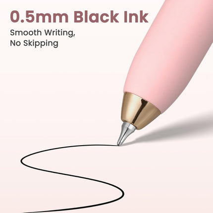 Sooez Gel Pens, 8 Pcs Cute Pens, 0.5mm Quick Dry Black Ink Pens Fine Point Smooth Writing Pens, Retractable Soft Grip Pens for School Office Home, Fancy Pen Set Gifts for Women Men