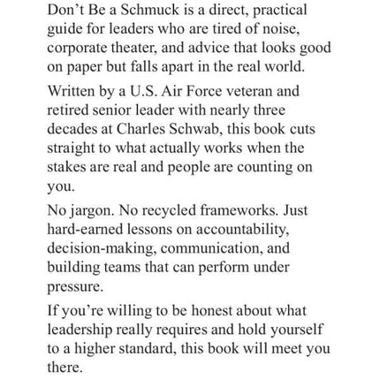 DON'T BE A SCHMUCK: Hard Truths for Leaders Who Actually Give a Damn