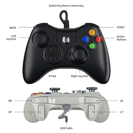 Zamia 2 Pack Wired Controller for Xbox 360, Compatible with xbox 360/PC Windows 10/8/7, with Upgraded Joystick, Double Vibration, 2.5mm headphone Jack