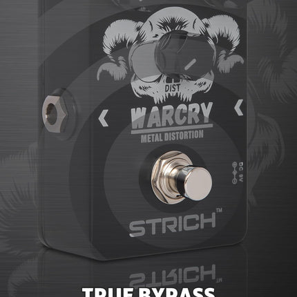 STRICH Metal Distortion Guitar Pedal, WARCRY Distortion 2 Modes Fat, Boost, Normal Classic Crunch 80s Metal/Nu Metal, True Bypass for Electric Guitar, Black and White