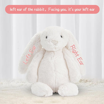 Personalized Easter Bunny Rabbit, Custom Name Monogrammed Embroidered Bunny, Fluffy Rabbit with Long Ears,Plush Bunny Toy, Gift for Baby Kids(11.8inches)