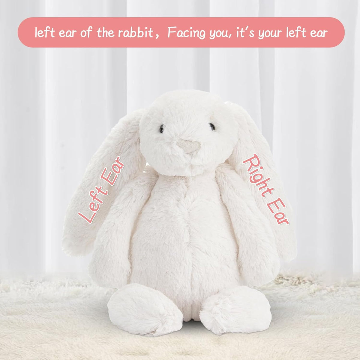 Personalized Easter Bunny Rabbit, Custom Name Monogrammed Embroidered Bunny, Fluffy Rabbit with Long - photo 3
