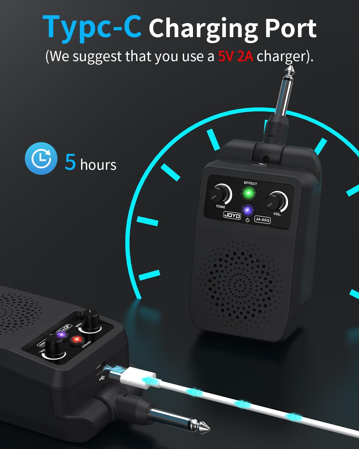 Mini Amp 5W Portable Electric Practice Amp Bluetooth Rechargeable Guitar Amplifier Built-in 4 Effects - photo 5