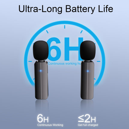 Bulatry 2-Pack Wireless Mini Lavalier Lapel Microphone for iPhone,Android Phone(2 in 1) - 65ft Cordless Clip on Dual Mics with Noise Reduction 6H Working Time for Video Recording Vlogging, YouTube